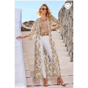 Boston Proper embroidered Duster, size L